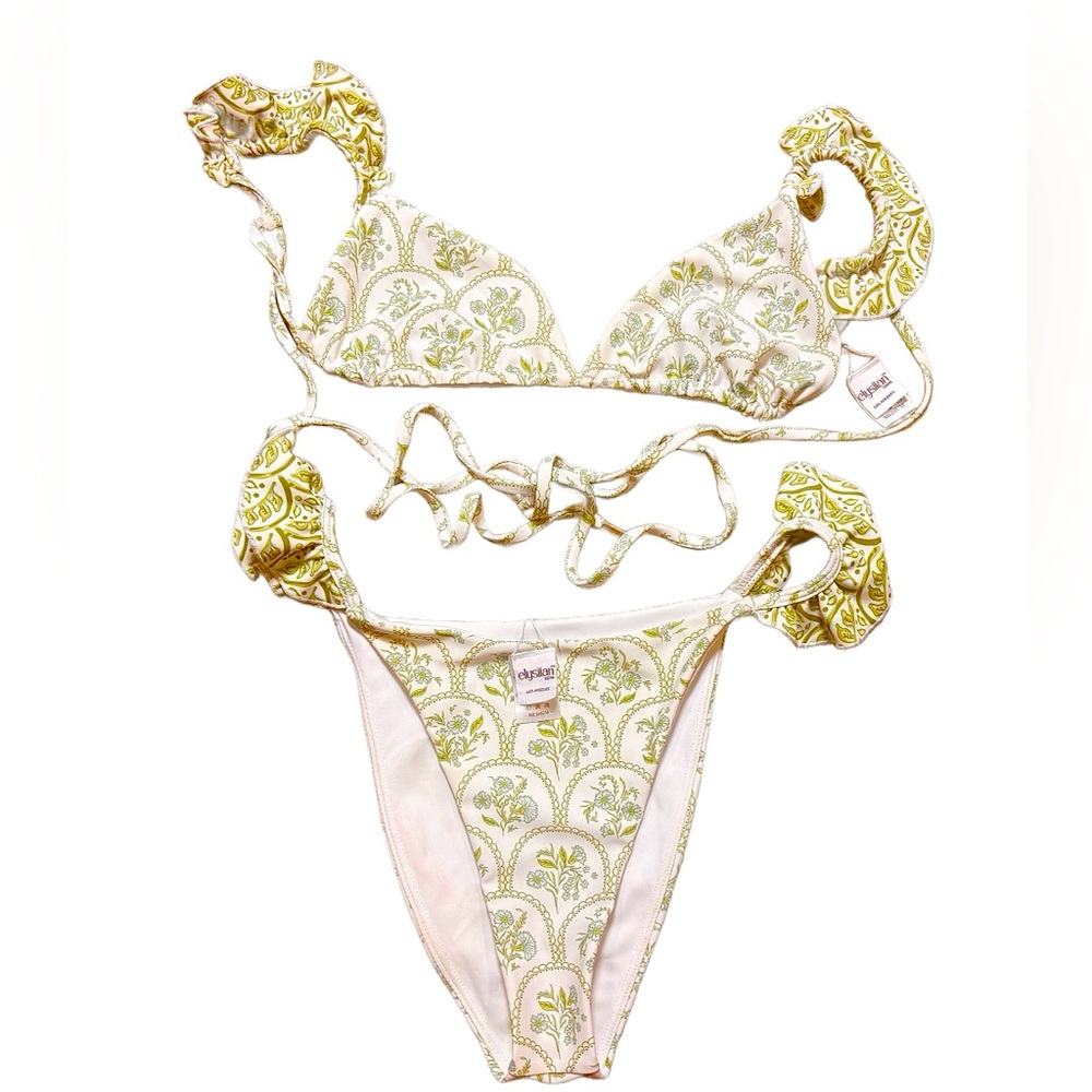 Elegant Green and White Bikini